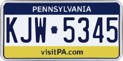 PA license plate KJW5345