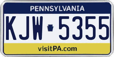 PA license plate KJW5355