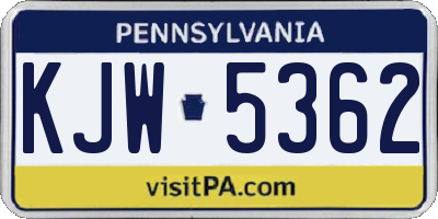 PA license plate KJW5362