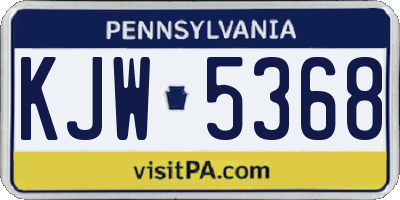 PA license plate KJW5368