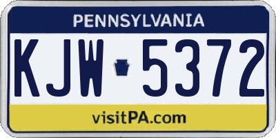 PA license plate KJW5372