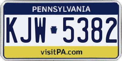PA license plate KJW5382