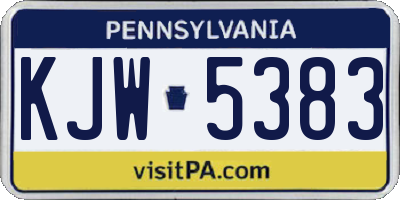 PA license plate KJW5383