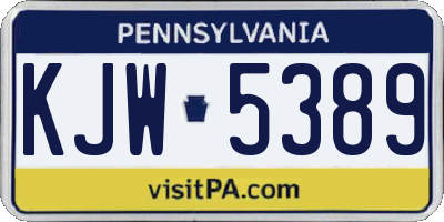 PA license plate KJW5389
