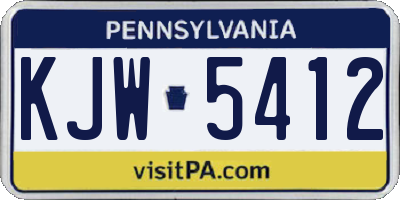PA license plate KJW5412