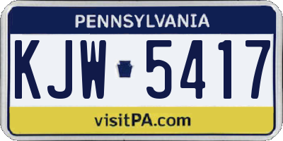 PA license plate KJW5417