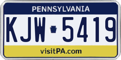 PA license plate KJW5419