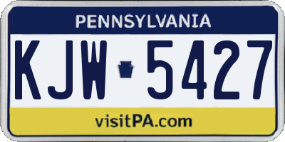 PA license plate KJW5427