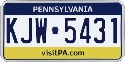 PA license plate KJW5431