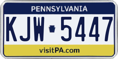 PA license plate KJW5447