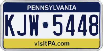 PA license plate KJW5448