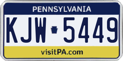 PA license plate KJW5449