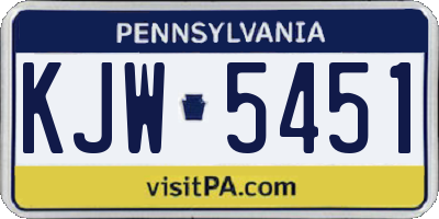 PA license plate KJW5451