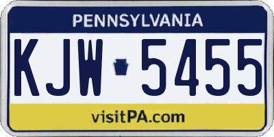 PA license plate KJW5455