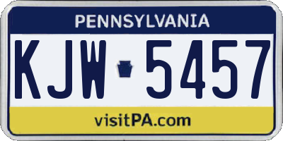 PA license plate KJW5457