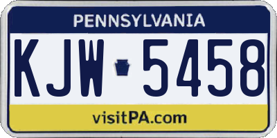 PA license plate KJW5458