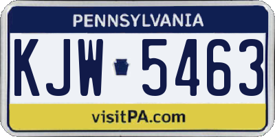 PA license plate KJW5463