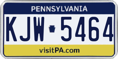 PA license plate KJW5464