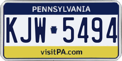 PA license plate KJW5494