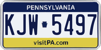 PA license plate KJW5497