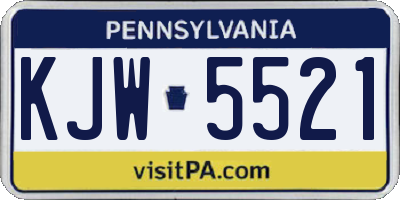 PA license plate KJW5521