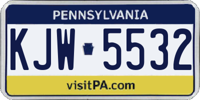 PA license plate KJW5532
