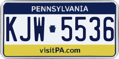 PA license plate KJW5536
