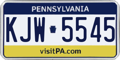 PA license plate KJW5545