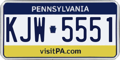 PA license plate KJW5551