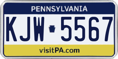 PA license plate KJW5567