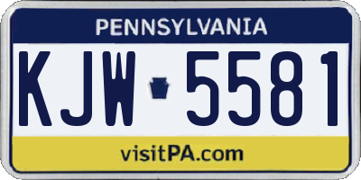 PA license plate KJW5581