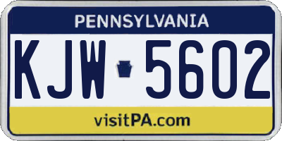 PA license plate KJW5602