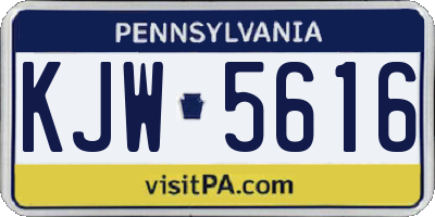 PA license plate KJW5616