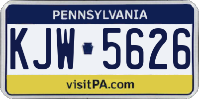 PA license plate KJW5626