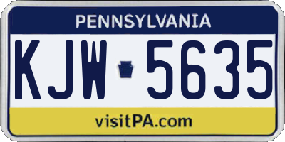 PA license plate KJW5635