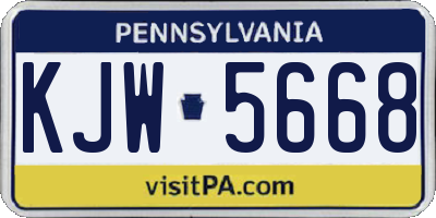 PA license plate KJW5668