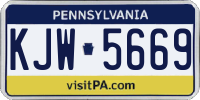 PA license plate KJW5669