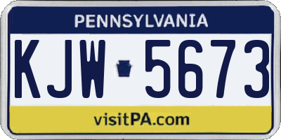 PA license plate KJW5673