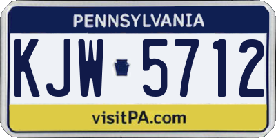 PA license plate KJW5712