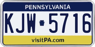 PA license plate KJW5716