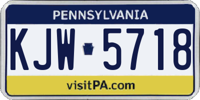 PA license plate KJW5718