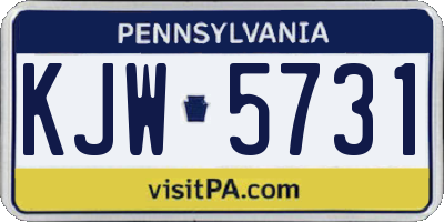 PA license plate KJW5731