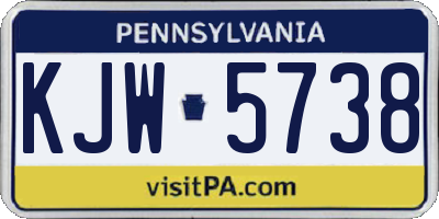 PA license plate KJW5738