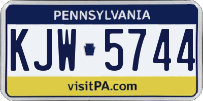 PA license plate KJW5744