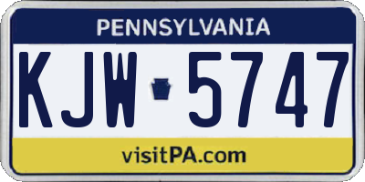 PA license plate KJW5747