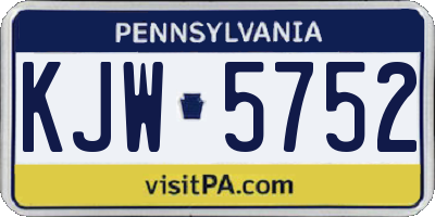PA license plate KJW5752