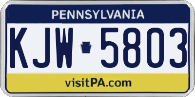 PA license plate KJW5803