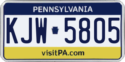 PA license plate KJW5805