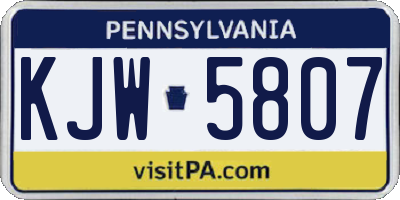 PA license plate KJW5807