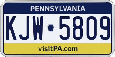 PA license plate KJW5809